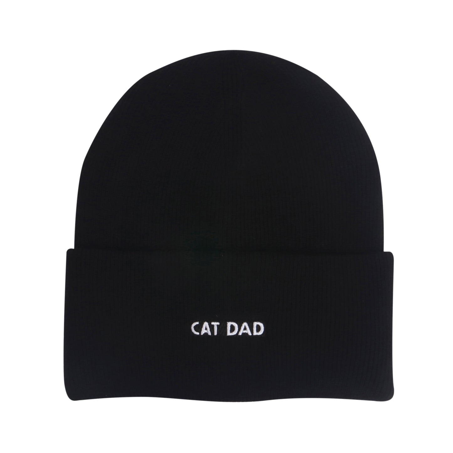 Cat Dad + Dog Dad Embroidered Beanie – Double-Sided Pet Parent Hat, Soft Knit Winter Beanie for Dog & Cat Lovers, Black