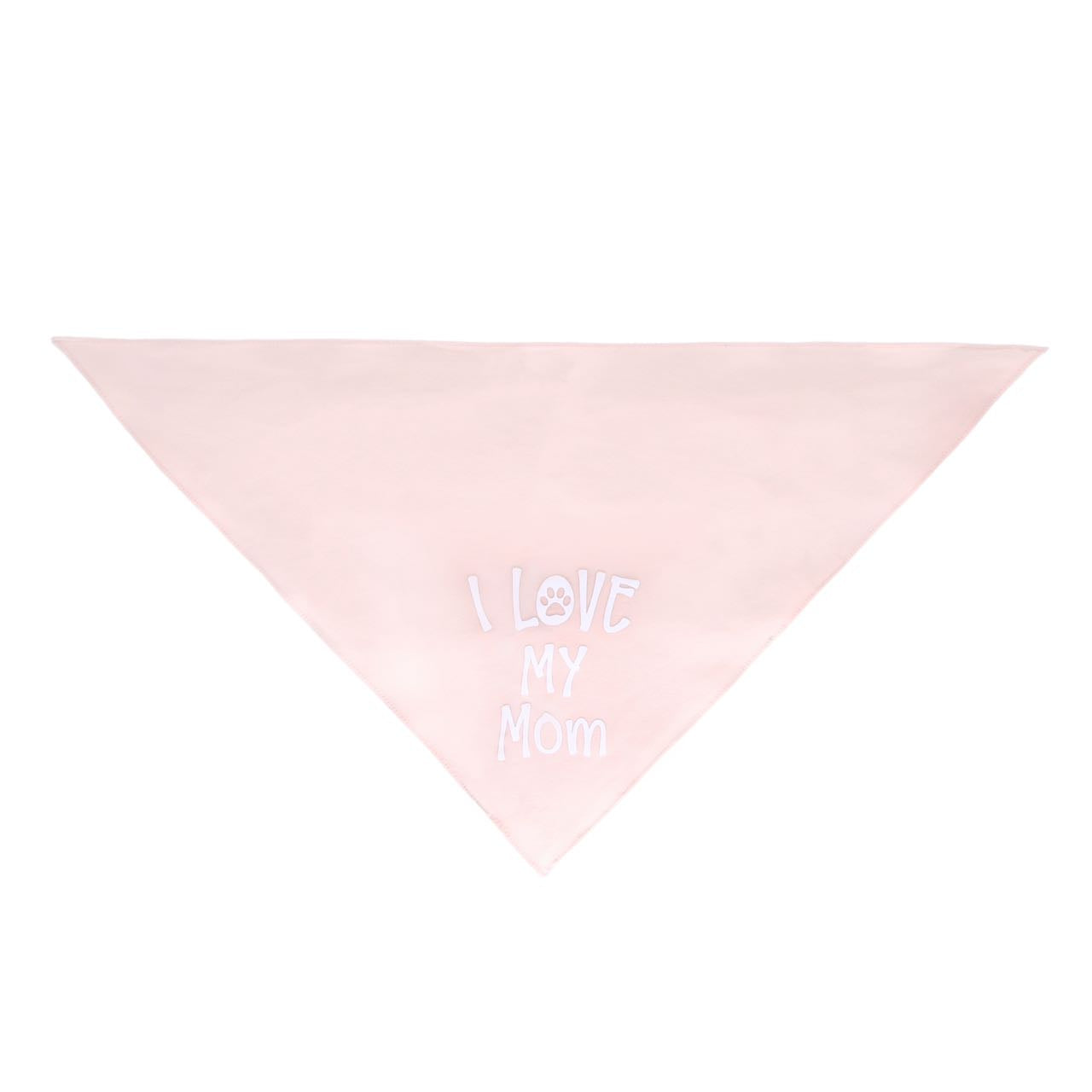 Dog Mom Gray Pink Beanie and "I Love My Mom" Bandana Set