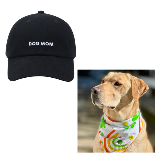 Dog Mom Cap & St Patrick's Shamrocks Bandana Set