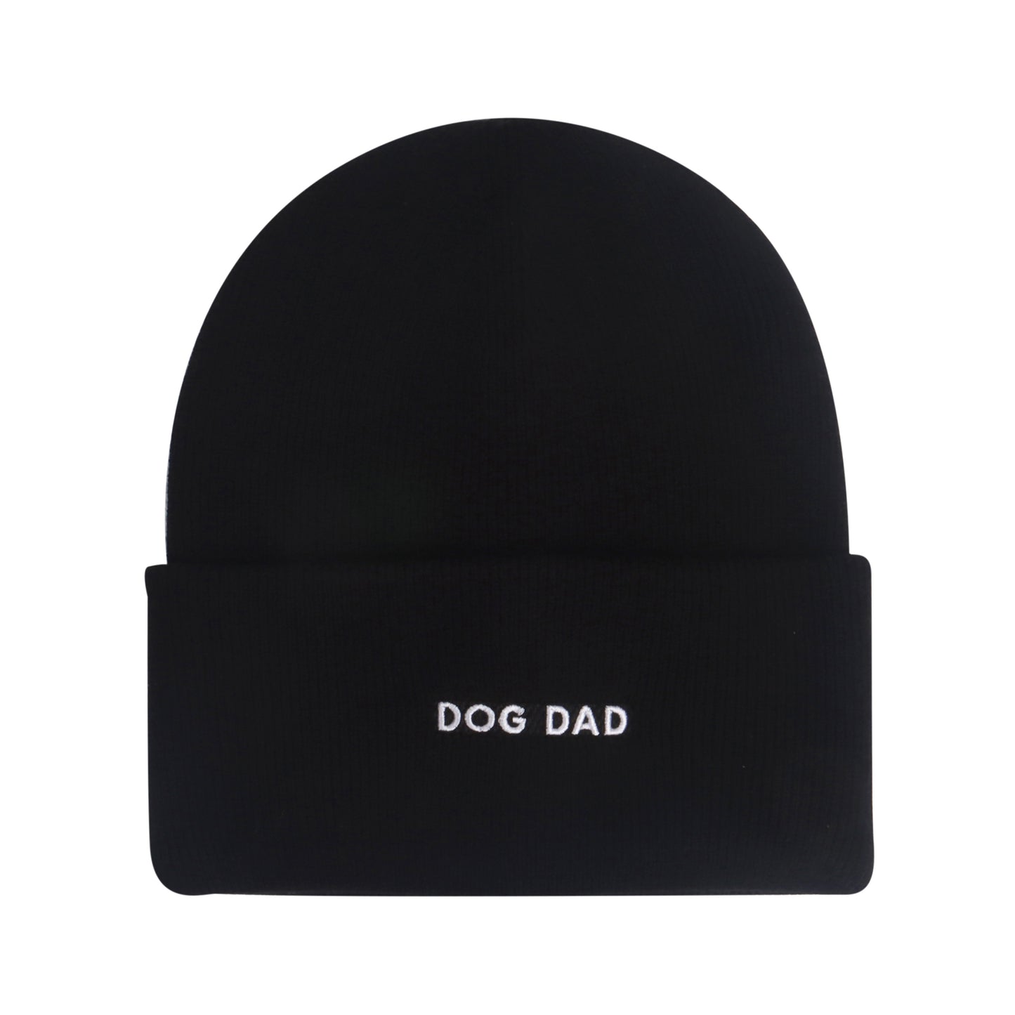 Cat Dad + Dog Dad Embroidered Beanie – Double-Sided Pet Parent Hat, Soft Knit Winter Beanie for Dog & Cat Lovers, Black