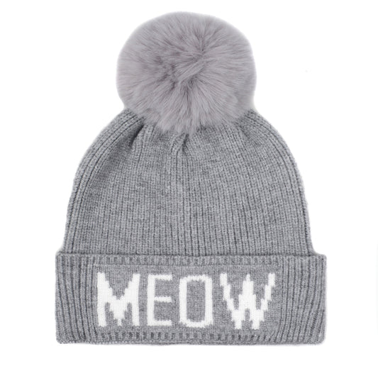 Meow Pompom Beanie