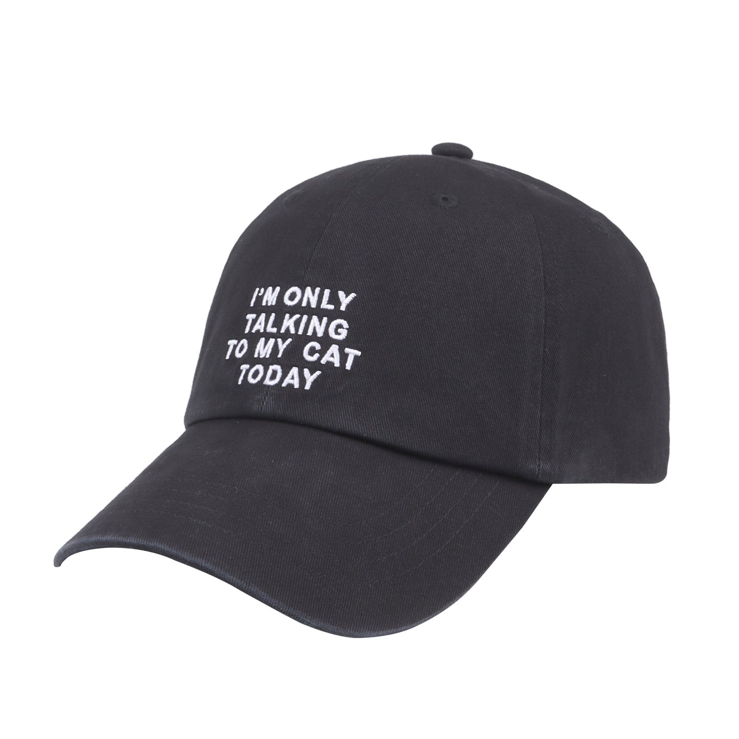 Hatphile I’m Only Talking to My Cat Today Baseball Cap – Adjustable Cotton Hat for Cat Lovers – Black or Pink