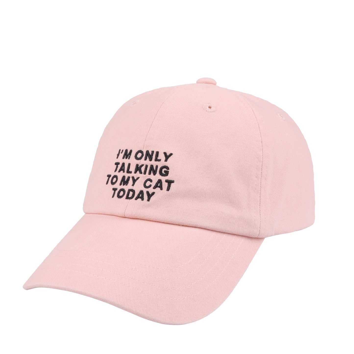 Hatphile I’m Only Talking to My Cat Today Baseball Cap – Adjustable Cotton Hat for Cat Lovers – Black or Pink