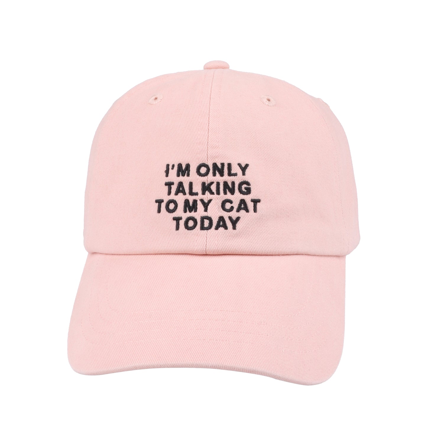 Hatphile I’m Only Talking to My Cat Today Baseball Cap – Adjustable Cotton Hat for Cat Lovers – Black or Pink