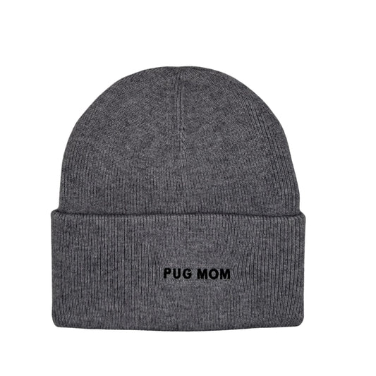 Pug Mom Cozy Knit Beanie for Pug Lovers
