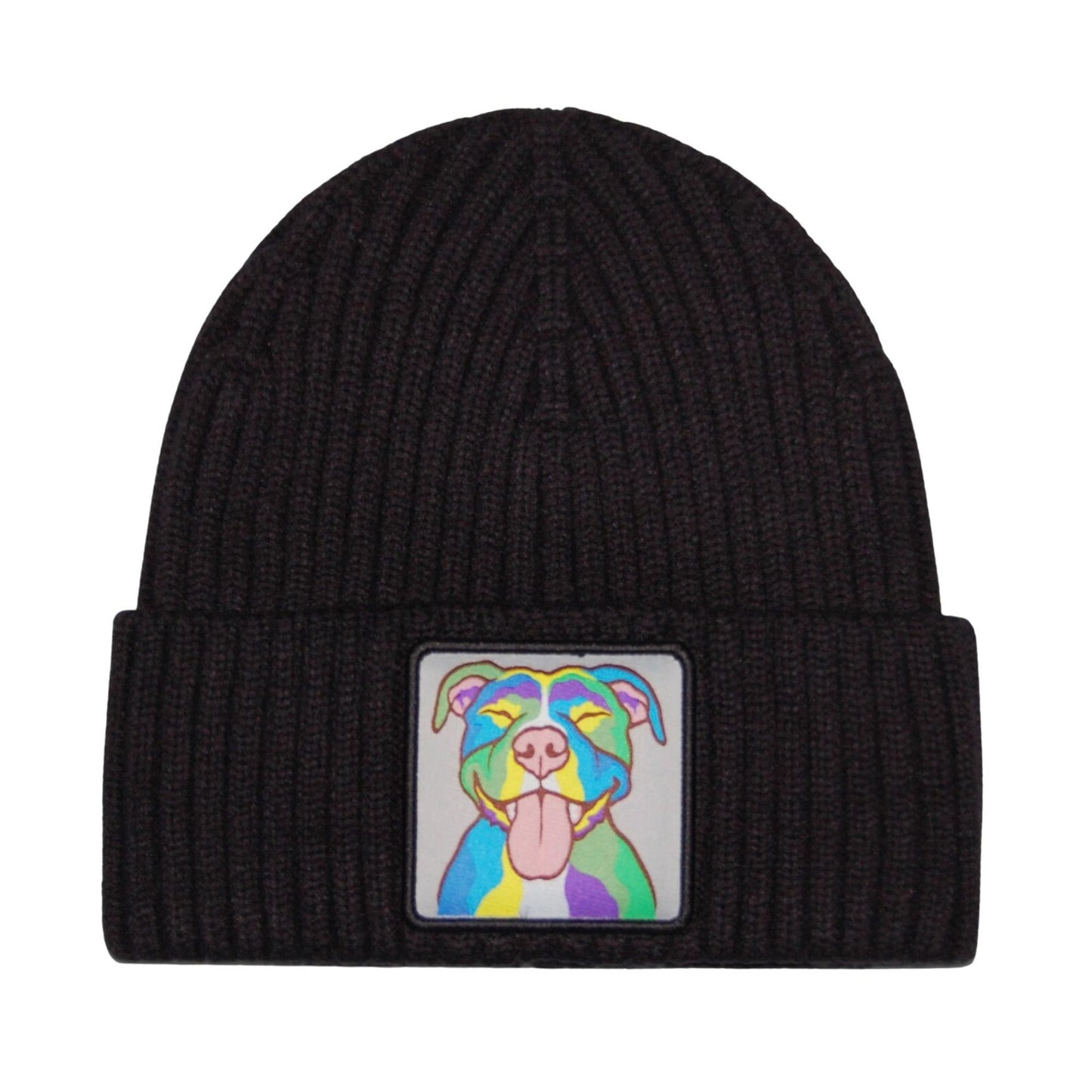 Happy Pittie Pitbull Patch Knit Beanie – Cozy Toque for Pitbull Lovers