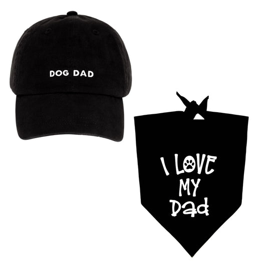Dog Dad Cap and "I Love My Dad" Bandana Set