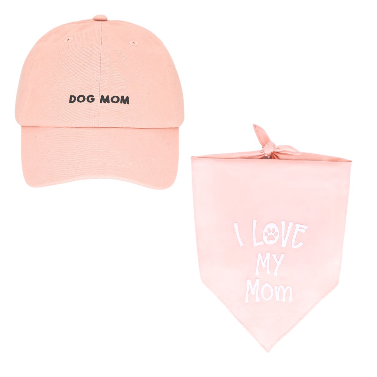 Dog Mom Cap and "I Love My Mom" Bandana Set