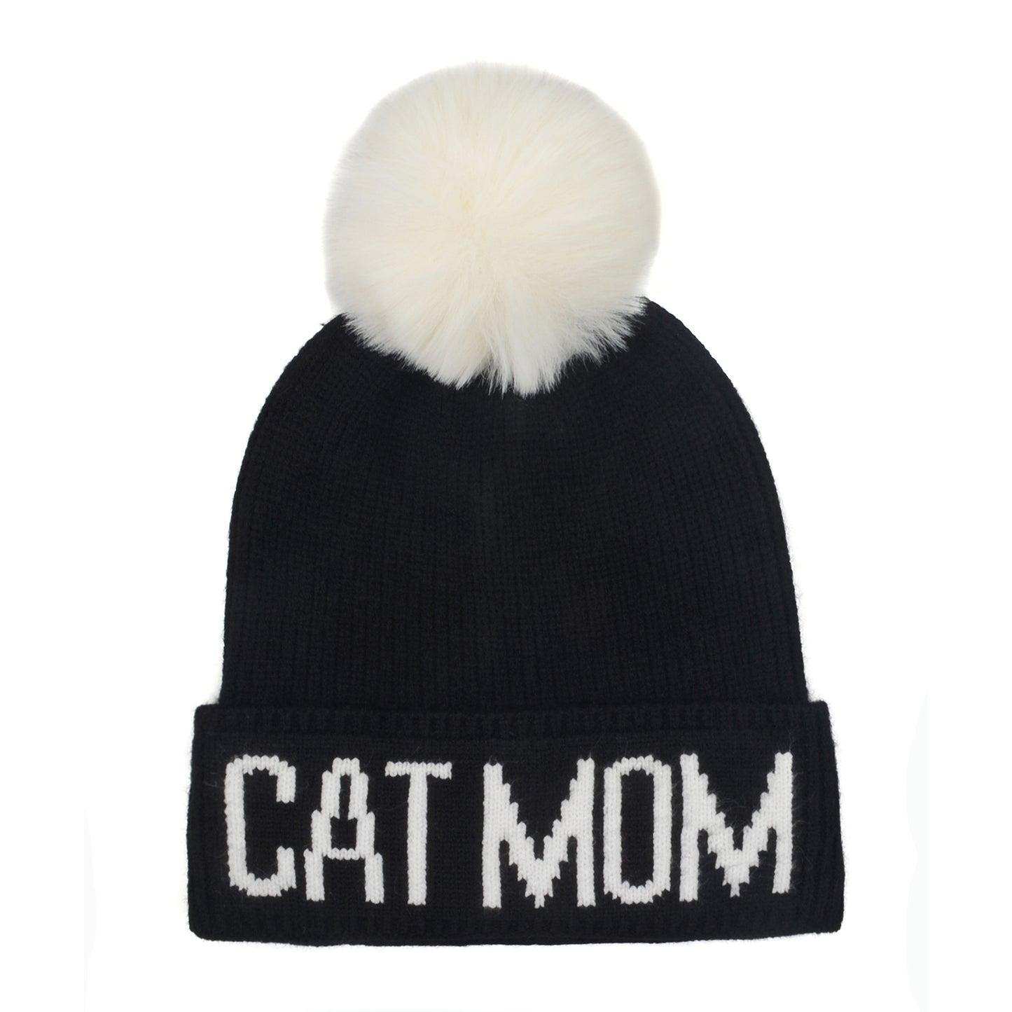 Cat Mom Pompom Beanie
